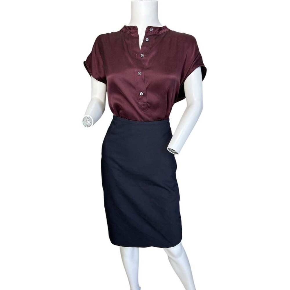 Ann Taylor Women’s Pencil Skirt Size 6 Navy Blue Lined Stretch 29X25 Office EUC